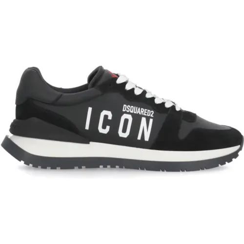 Leather Sneakers with Logo , male, Sizes: 11 UK, 9 UK - Dsquared2 - Modalova