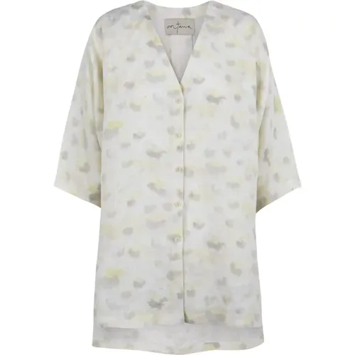 Diana, linen printed top , female, Sizes: 2XL, XL, L - Cortana - Modalova