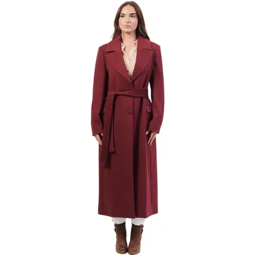 Bordeaux langer Mantel Regular Fit , Damen, Größe: L - Fracomina - Modalova