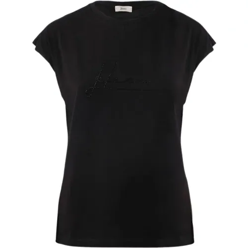 Sparkling Logo T-Shirt , female, Sizes: XS, 2XS - Herno - Modalova