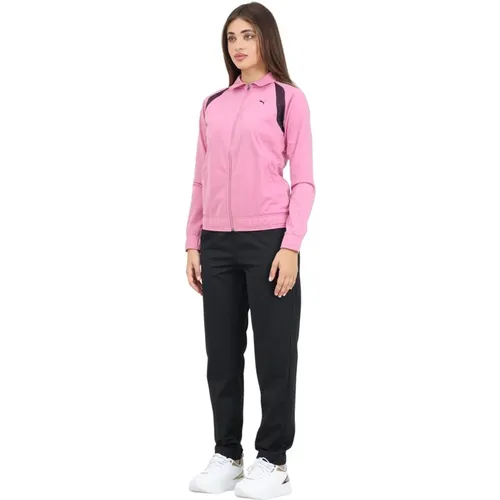 Klassischer Tricot Trainingsanzug Schwarz Pink Damen , Damen, Größe: S - Puma - Modalova