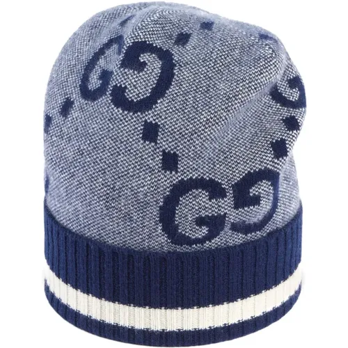 Knitted Beanie with GG Pattern , male, Sizes: M - Gucci - Modalova