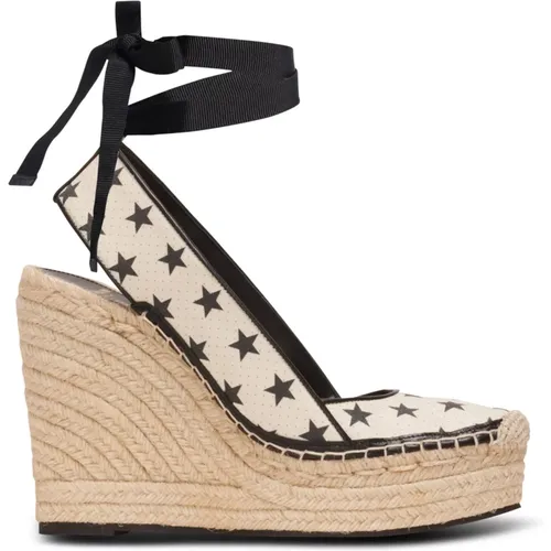 Wedge-Espadrilles mit Sternenprint , Damen, Größe: 39 EU - Balmain - Modalova