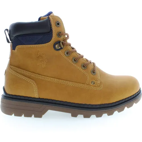 Beige High-Top Boots with Iconic Logo , male, Sizes: 9 UK, 8 UK, 6 UK, 11 UK, 10 UK, 7 UK - U.s. Polo Assn. - Modalova