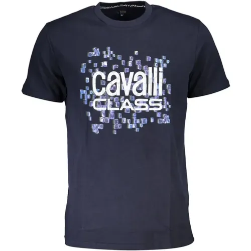 Druck Logo Rundhals T-Shirt , Herren, Größe: XL - Cavalli Class - Modalova