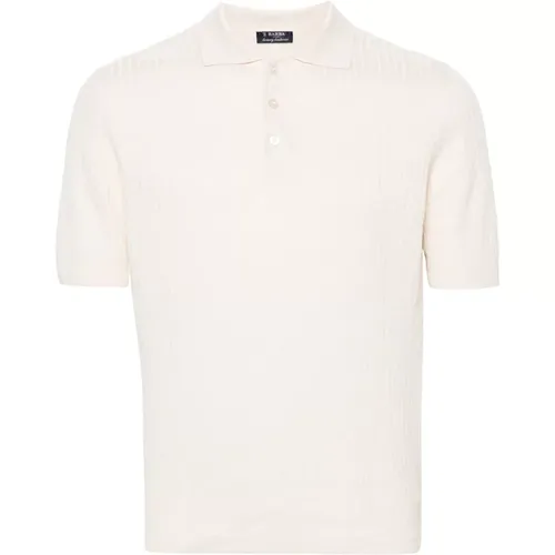 Ribbed Polo Shirt Linen Cotton Italy , male, Sizes: 2XL, L, XL, M, 3XL - Barba - Modalova