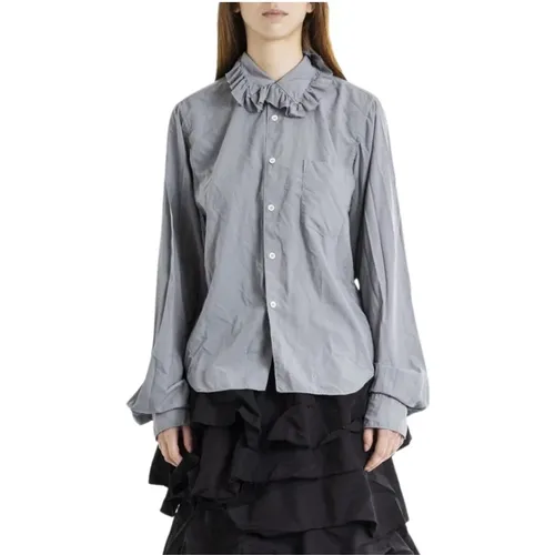 Graues Hemd mit gerüschtem Kragen , Damen, Größe: L - Comme des Garçons - Modalova