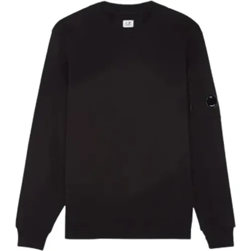 Schwarzer Sweatshirt Rundhals Langarm , Herren, Größe: L - C.P. Company - Modalova