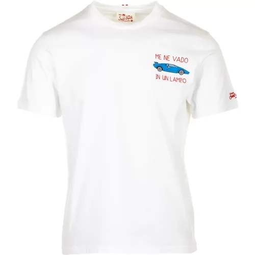 Klassisches Baumwoll-T-Shirt Weiß , Herren, Größe: S - MC2 Saint Barth - Modalova