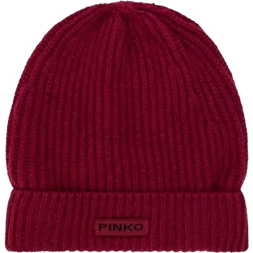 Ribbed Wool Beanie Hat Lambkin , female, Sizes: ONE SIZE - pinko - Modalova