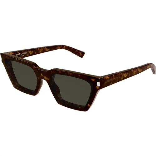 Calista Sunglasses Dark Havana/Grey,Ikonoische Sonnenbrille - Saint Laurent - Modalova