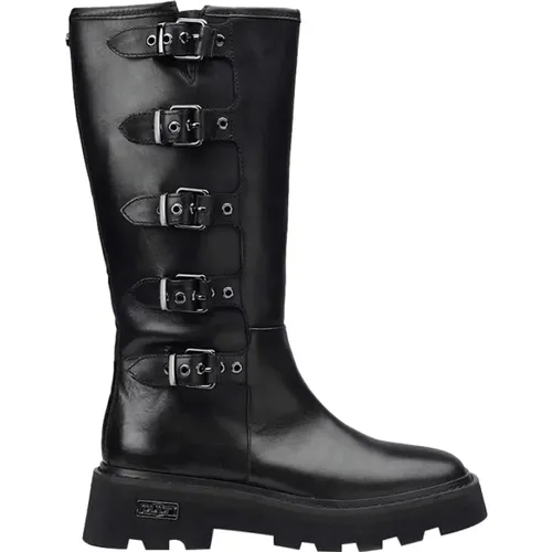 Schwarze Ledermodestiefel , Damen, Größe: 40 EU - Cult - Modalova