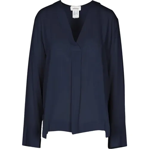 Crepe V-Neck Blouse with Slouched Shoulders , female, Sizes: 2XS - Ottod'Ame - Modalova