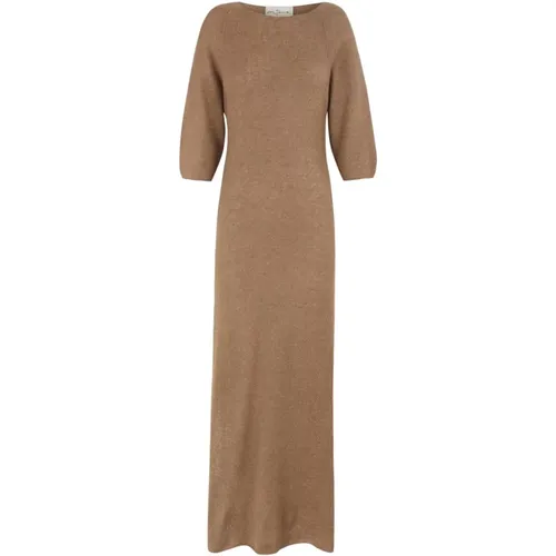 Diandra, dress in baby alpaca, cashmere and silk cinnamon , female, Sizes: L, XL - Cortana - Modalova