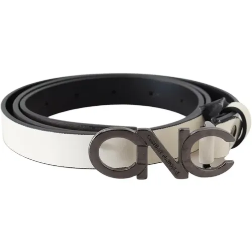 Italian Leather Metallic Gray Fashion Belt , female, Sizes: 85 CM - Costume National - Modalova