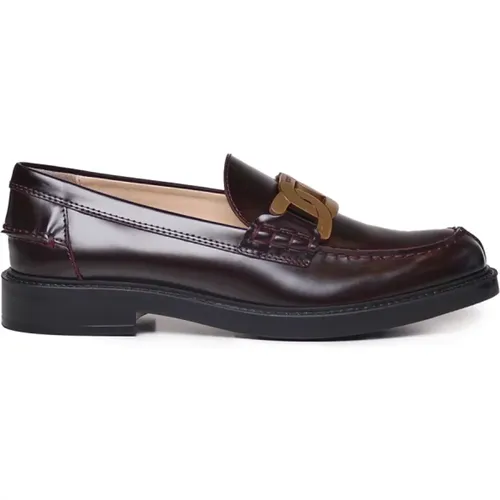 Bordeaux Leather Flat Shoes , female, Sizes: 3 UK, 7 UK - TOD'S - Modalova