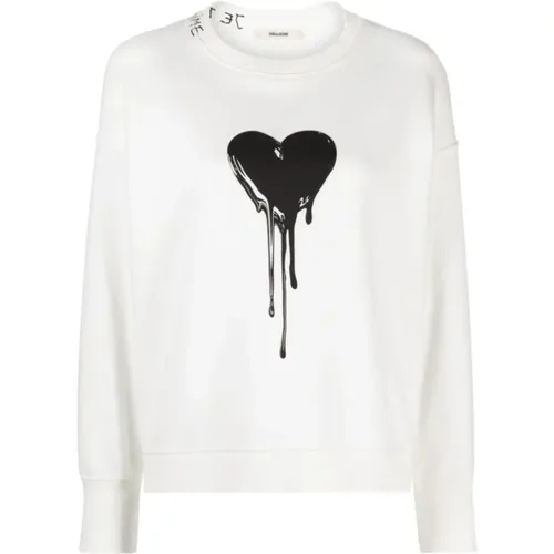 Heart Print Sweatshirt in , female, Sizes: XS - Zadig & Voltaire - Modalova