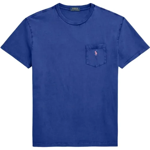 Blau T-Shirt mit kurzen Ärmeln für Männer , Herren, Größe: S - Ralph Lauren - Modalova