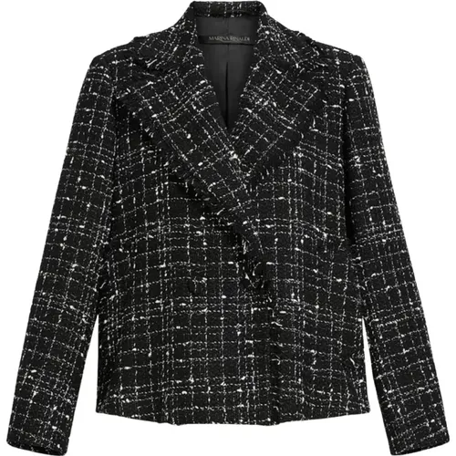 Tweed-Blazer mit Doppelreihiger Knopfleiste und Fransen - Marina Rinaldi - Modalova