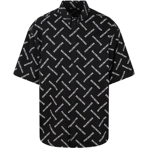 Mini Allover Logo Shirt , male, Sizes: XL/2XL - Balenciaga - Modalova