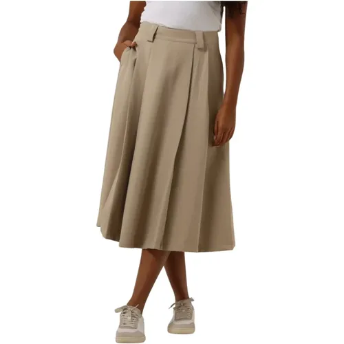 Beiger Midirock Maganmw Skirt , Damen, Größe: M - My Essential Wardrobe - Modalova