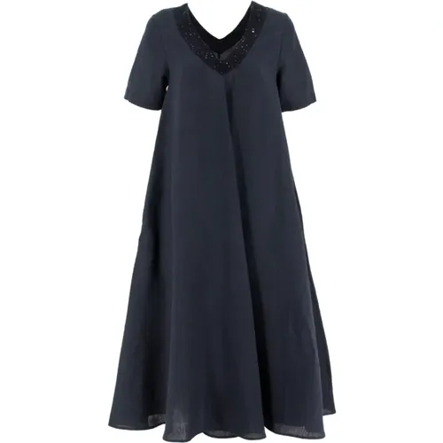 Womens Clothing Dress Blue_blue Ss24 , female, Sizes: L, XS - Le Tricot Perugia - Modalova
