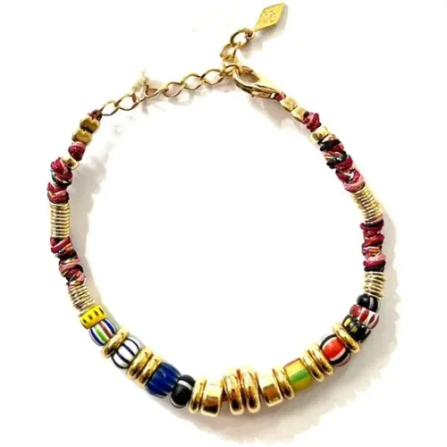 Handgewebtes afrikanisches Stil Armband mit Halbedelsteinen , Damen, Größe: ONE Size - Gachon Pothier - Modalova
