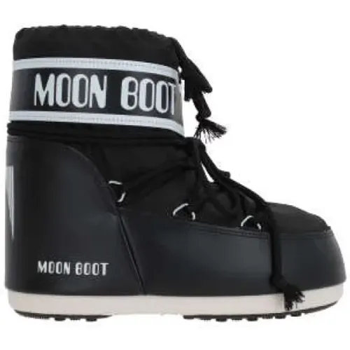 Schwarze Schneestiefel mit runder Spitze und Gummisohle , Damen, Größe: 36 EU - moon boot - Modalova