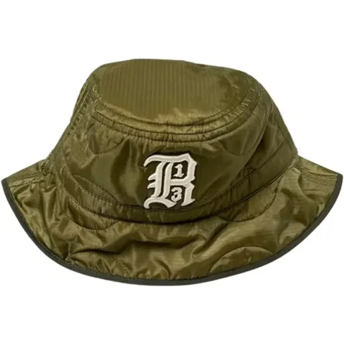 Olivgrüner Gesteppter Bucket Hat , Herren, Größe: ONE Size - R13 - Modalova