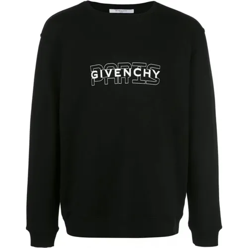 Logo Sweatshirt - Schwarz Rundhals Langarm , Herren, Größe: M - Givenchy - Modalova