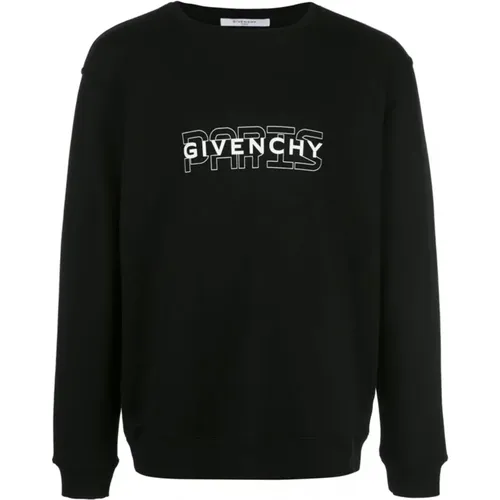 Logo Sweatshirt - Schwarz Rundhals Langarm , Herren, Größe: L - Givenchy - Modalova