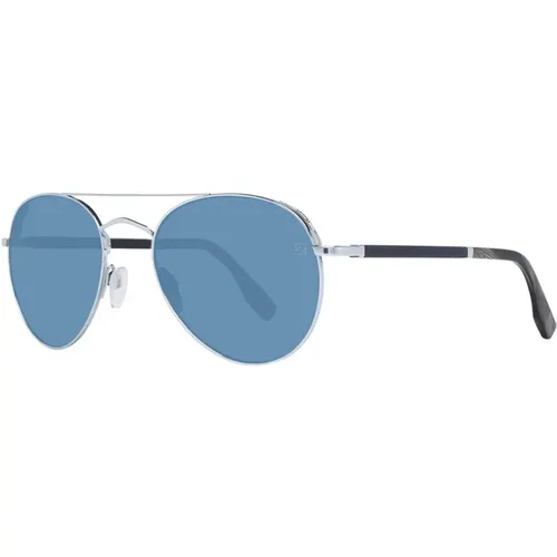 Silberne Aviator Sonnenbrille mit Blauen Gläsern - Ermenegildo Zegna - Modalova
