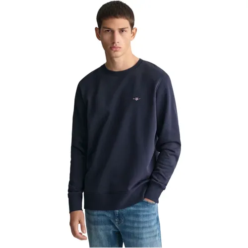 Bestickter Rundhalsausschnitt Pullover , Herren, Größe: S - Gant - Modalova