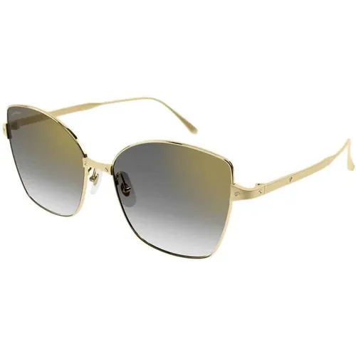 Gold and Grey Sunglasses, Stylish and Durable , unisex, Sizes: 59 MM - Cartier - Modalova