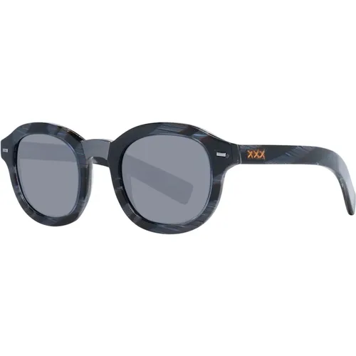 Blaue Runde Sonnenbrille für Männer , Herren, Größe: ONE Size - Ermenegildo Zegna - Modalova