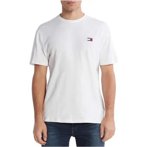 Regeneratives Baumwoll-Badge T-Shirt , Herren, Größe: XL - Tommy Jeans - Modalova