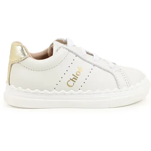 Weiße Leder Low Top Sneakers - Chloé - Modalova