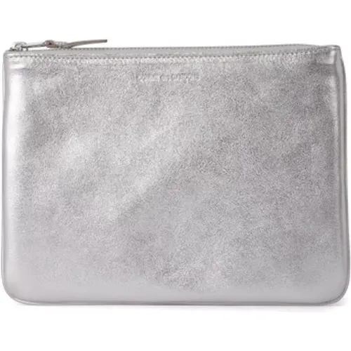 Silberne Lederbrieftasche mit Reißverschluss - Comme des Garçons - Modalova