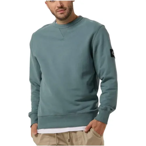 Blaue Badge Crew Neck Pullover , Herren, Größe: XL - Calvin Klein - Modalova