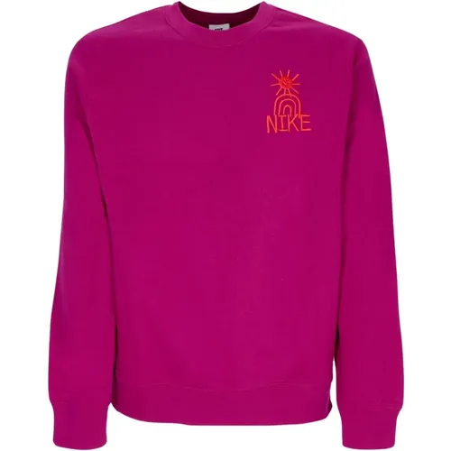 Dynamic Crewneck Sportswear Berry/Crimson , male, Sizes: XL - Nike - Modalova