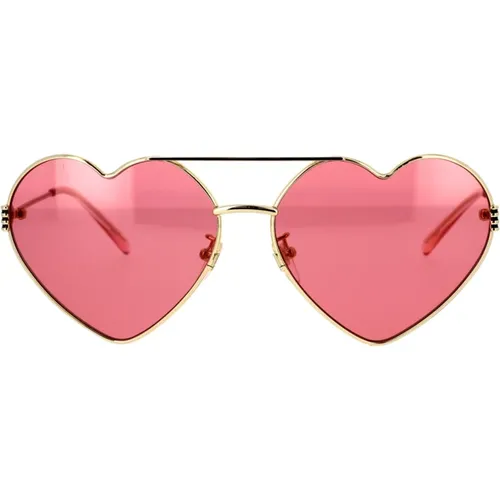 Herzförmige Sonnenbrille mit Doppelsteg , Damen, Größe: 62 MM - Gucci - Modalova