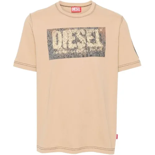 Jersey T-shirt with Logo Print , male, Sizes: M, XL - Diesel - Modalova