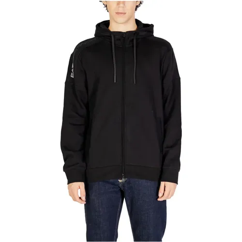 Schwarzer Zip-Up Kapuzenpullover , Herren, Größe: S - Emporio Armani EA7 - Modalova