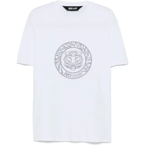 Tiger Head Logo T-shirt , male, Sizes: M, XL, L - Just Cavalli - Modalova