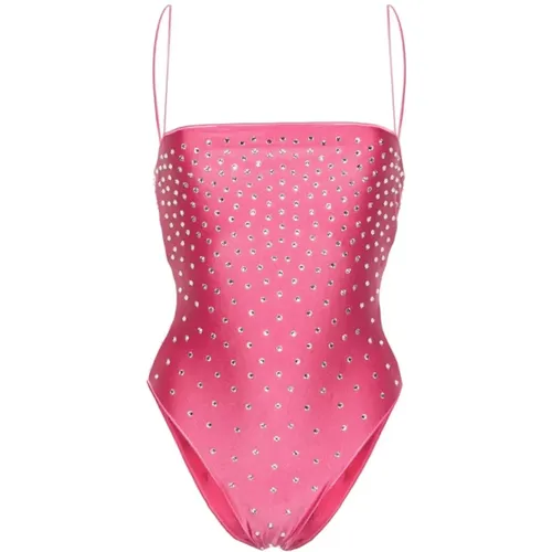 Flamingo Rhinestone Maillot Badeanzug , Damen, Größe: M - Oseree - Modalova