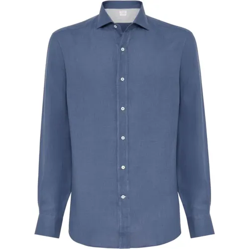 Blaue Herrenhemden , Herren, Größe: 2XL - BRUNELLO CUCINELLI - Modalova