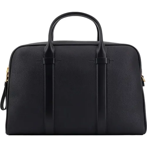 Leather Briefcase with Zip Closure , male, Sizes: ONE SIZE - Tom Ford - Modalova