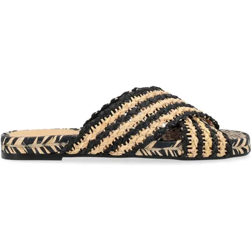 Raffia Black Tostado Sandal , female, Sizes: 4 UK, 5 UK, 6 UK - Castañer - Modalova