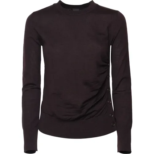 Brauner Wolltricot-Pullover Langarm , Damen, Größe: M - pinko - Modalova