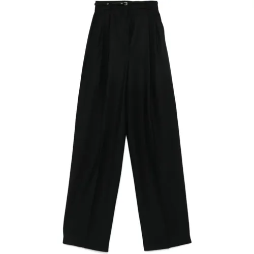 Schwarze Wollstretch-Oversize-Hose , Damen, Größe: S - SPORTMAX - Modalova